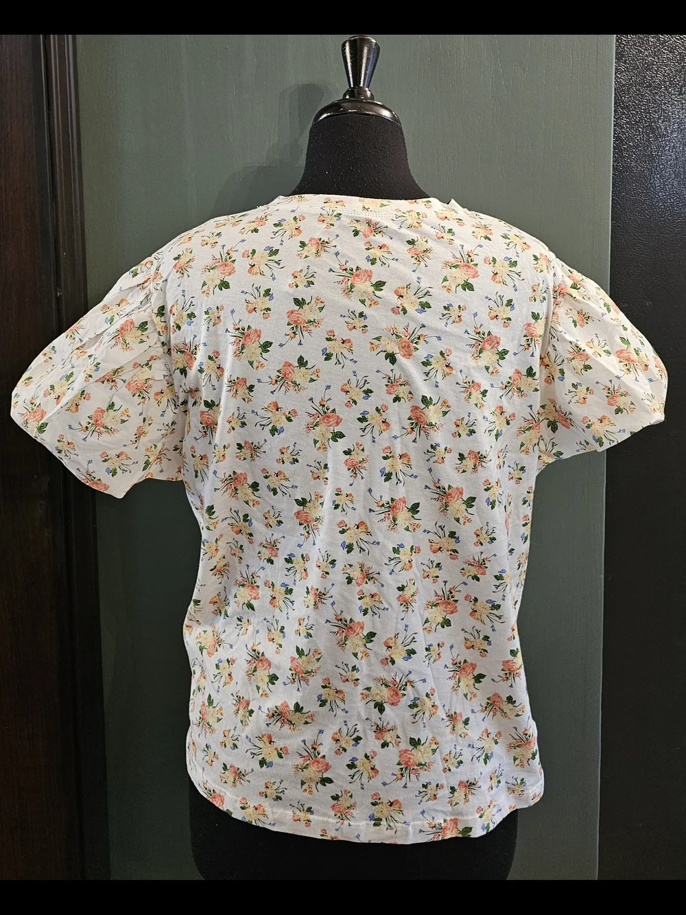 Zara Floral Puff-Sleeve Cotton Tee - Picture 6 of 8
